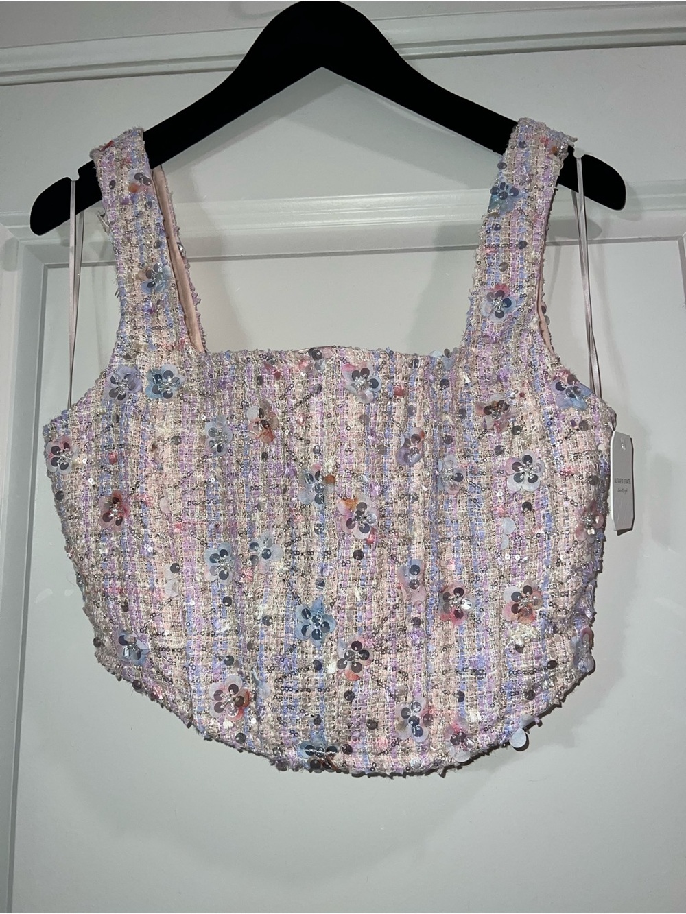 Altar'd State Pastel Tweed Floral Sequin Tank - Pink, Blue, Lavender (TOP ONLY)